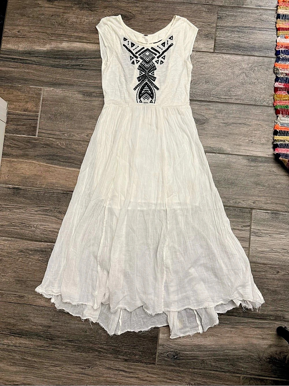 Free People White Embroidered Boho Fairy Maxi Dress XS